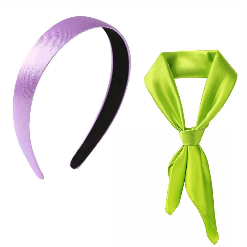 Fancheer Purple Headband and Green Scarf for Women Halloween Costume Accessories for Daphne - Image 1
